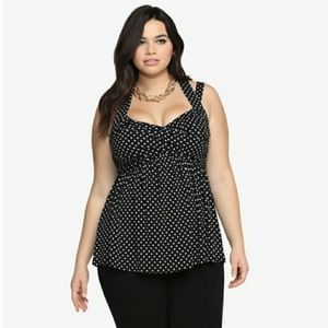 Torrid | Polka Dot Criss Cross Babydoll Tank Top